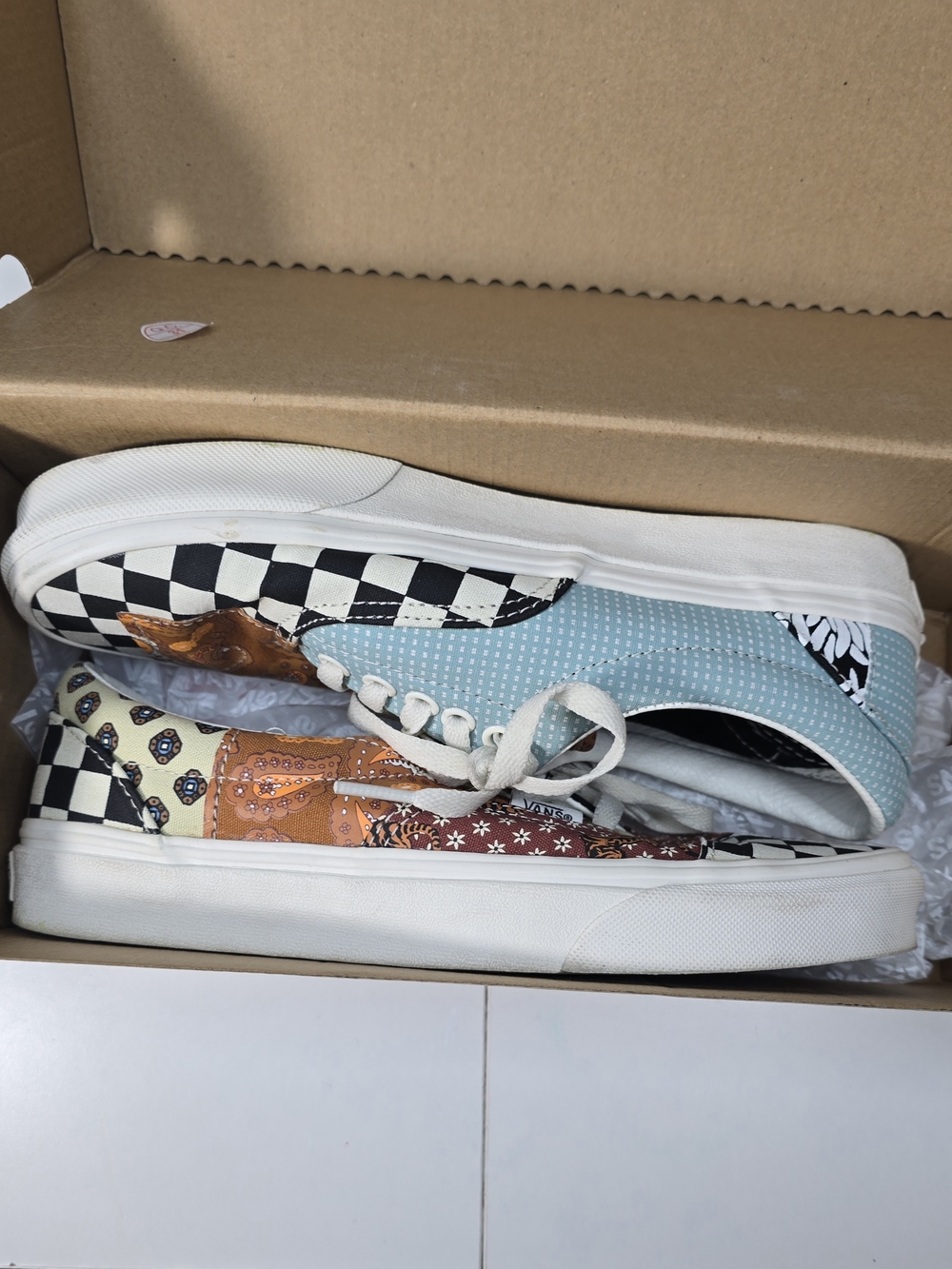 Vans Era Tiger Patchwork Checkerboard Sneakers Women’s 8.5 EU 39 EUC